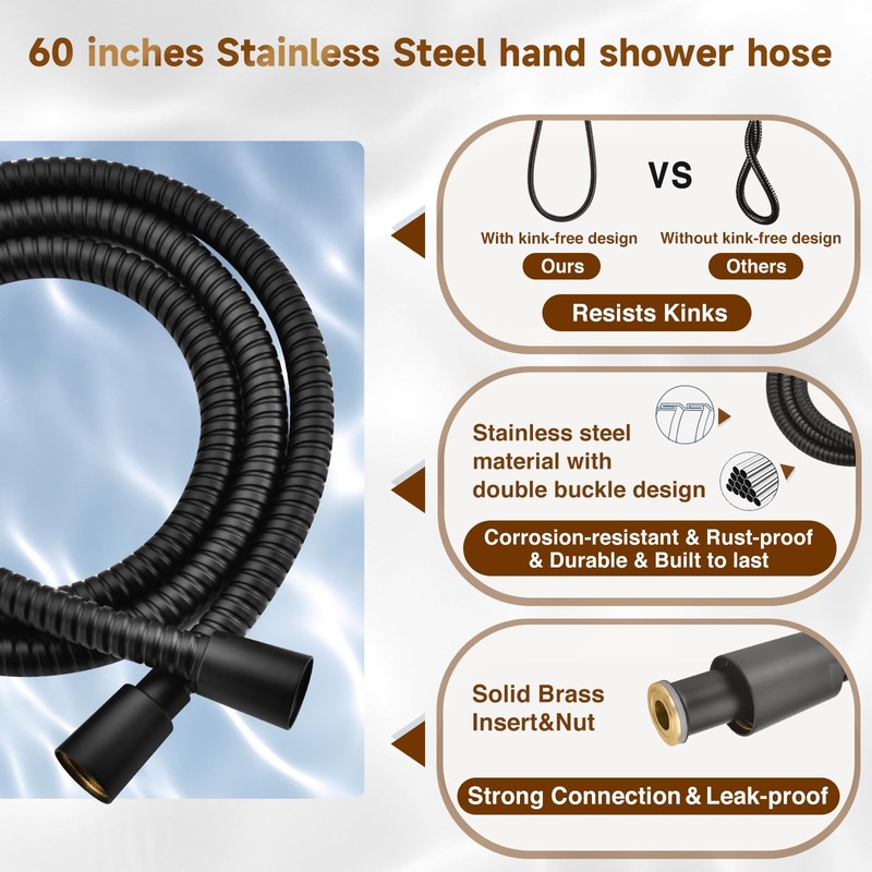 BRIGHT SHOWERS High Pressure Dual Shower Head Combo with Rainfall