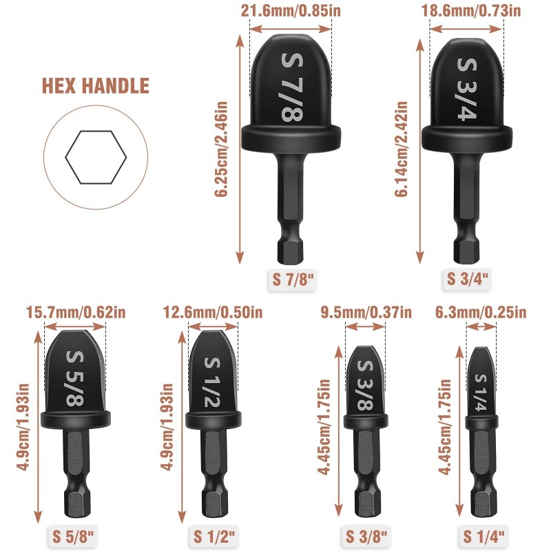 WADEO 8PCS Copper Pipe Cutter Expander Drill Bit Tools Set