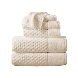 Great Bay Home Taupe Bath Towels - 100% Cotton 6 Piece Towel Set - 2 Bath Towels, 2 Hand Towels, 2 Washcloths - Absorbent, Durable, Quick-Dry Towel for Bathroom (Oatmeal)