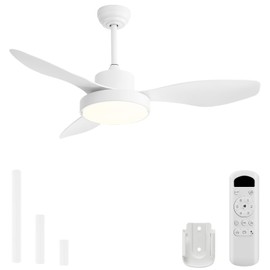 Sofucor 47 Inch Ceiling Fan with Lights and Remote Modern Outdoor White LED Ceiling Fans with Large Light Fixture Dimmable 6 Speeds Reversible DC Motor &Timing for Patio Bedroom Living Room Office