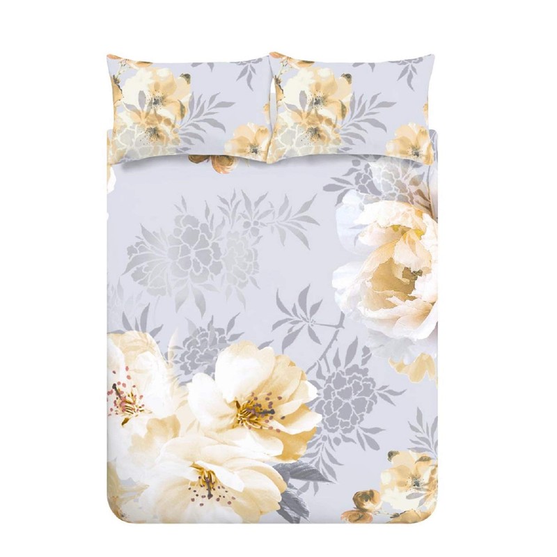 Catherine Lansfield Dramatic Floral Easy Care Single Duvet Set Ochre