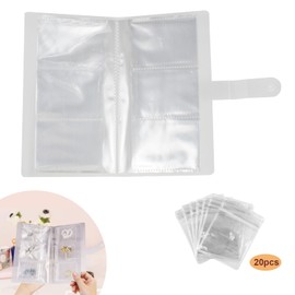 MultiValue Jewelry Storage Book, 21 PCS PVC Jewelry Organizer Pouch Set with a Jewelry Book Organizer and 20 PCS Clear Small Jewelry Bag Portable Travel Jewelry Holder for Earring Necklace (3 Grid)