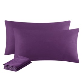 Aisbo Pillowcase, 40 x 80 cm, Set of 2, Purple, with Soft Microfibre Zip