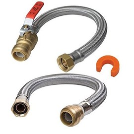 3/4 x 3/4 FIP 20" Water Heater Hose Kit with Disconnect Clip - Lead-Free Brass Ball Valve and Stainless Steel Flex hose - Push Connect Fittings - High Flow Rate Plumbing Supplies