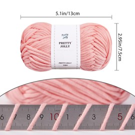 Pretty Jolly 4 Skeins Easy Crochet Yarn Soft Knitting Yarn for Beginners Cotton-Nylon Blend Yarn Easy-Use Yarn for Starters Crochet Kit Making Yarn for DIY Craft Total Length 4×50m(4×50g)(Pink)