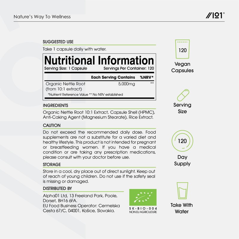 Organic Nettle Root Extract 5000mg - Potent Urtica Dioica Extract