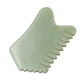 Jade Guasha Peine Masaje Piedra, Raspado Gua Sha Peine Masaje Cuero Cabelludo (11.5 x6cm) para Cuero Cabelludo, Cuerpo, Cara, Cuello, Espalda, Muecas 