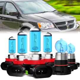 LECCIBUB Headlight Bulbs Compatible With Dodge Grand Caravan 2011-2020, H11+H11 High Low Beam + 5202 Fog Lights Halogen Light Bulb Combo, Super Bright 6000K White, Plug and Play, Pack of 6