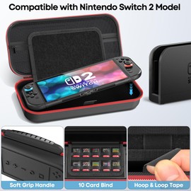Gersker Switch 2 Carrying Case, Compact Switch2 Travel Bag for NS2 Console & Joy2, Multi-Functional Switch2 case for 10 Game Cards, Switch 2 Accessories