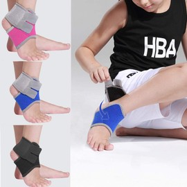 IBLUELOVER Boys Girls Ankle Support Brace Compression Ankle Brace Pad Kids Adjustable Ankle Brace Wrap Sleeve Neoprene Foot Guard for Running Basketball Volleyball Achilles Tendon,1 Pair