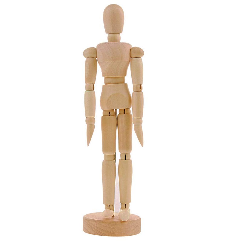 Manikin Male 12 inches Body Doll, Wooden Puppet - Flexible