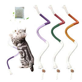 Ajedrmy 3Pcs Cat Toys Chew Ropes, Catnip Rope Toys for Indoor Cats Kitten, Safe Teeth Cleaning Toy for Indoor Kittens Chew Teething Toy Kitty Nip Kicker