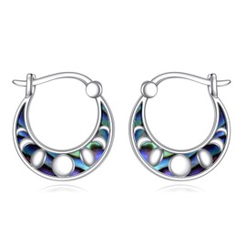 URONE Moon Phase Earrings 925 Sterling Silver Moon Phase Hoop Earrings Moon Jewelry Gifts For Women