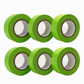 TABANDTAB 6 Pack Flagging Tape Assorted Colors, Non-Adhesive Plastic Ribbon Neon Color,1inch*600ft, Survey Tape for Tree Marking, Hunting, Boundaries and Hazardous Areas,Trail Marking (Green)
