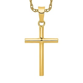 IceCarats 14K Solid Yellow Gold Latin Mexican Holy Cross Necklace Religious Chain Pendant Jesus Christ Charm 27mm x 12.5mm Only