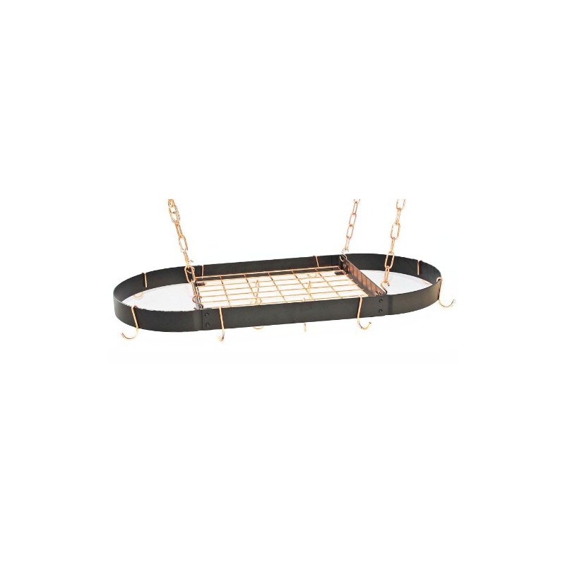Oval Hanging Pot Rack Finish: Black / Copper