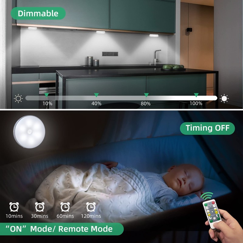 LED Closet Wireless Motion Sensor Step Lights, USB Rechargeable Battery