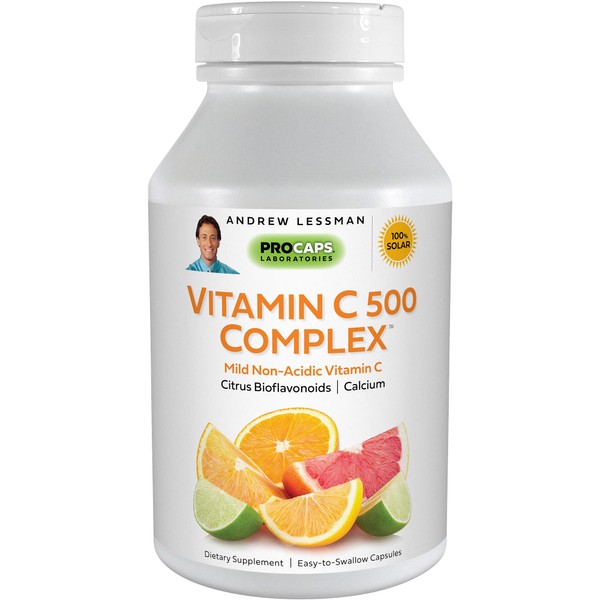 ANDREW LESSMAN Vitamin C 500 Complex 180 Capsules – Non-Acidic Vitamin C Plus Citrus Bioflavonoids for Immune System and Anti-Oxidant Support, No Stomach Upset, Small Easy to Swallow Capsules