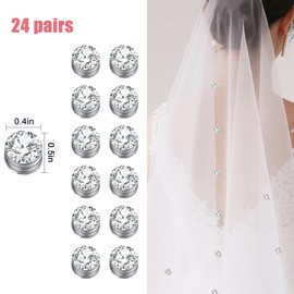 24 Sets Wedding Veil Weights Magnetic Pearls/Diamonds- Bridal Veil Weights Magnetic Double-sided Artificial Pearls/Diamonds