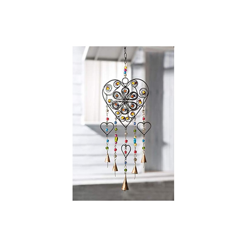 Namaste Heart and Glass Bead Wind Chime - Fair Trade
