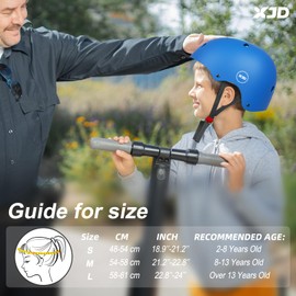 XJD Kids Helmet Toddlers Bike Helmet Age 3-13 Years Adjustable Skateboard Helmet for Cycle BMX Scooter Roller Skating for Children Boys/Girls (Blue, X-Small)