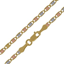 Real Solid 10k Tri-color Gold Valentino Chain 2mm 18" Necklace