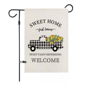 Unbranded Sweet Home Lemon Truck Farmhouse Rustic Spring, Summer Garden Flag,Double Sided