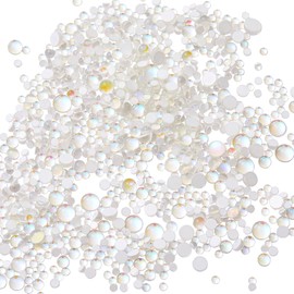 XIULI Mermaid Rhinestone Matte Candy Colorful Rhinestones Mix Beads Nail Decoration for Nail Art DIY Mixed Size 1440 Pieces (White Aurora)