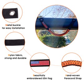 BESTAOO Asas de agarre para barra enrollable, mango de agarre de paracaídas para accesorios Ford Bronco 2021 2022, con diseño de bandera de Estados Unidos, paquete de 2 (naranja)