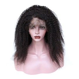 zigzag hair Afro Kinky Curly 13x6 Lace Front Wigs for Black Women Brazilian Pre Plucked Deep Part Lace Front Human Hair Wig 150% Density With Baby Hair (20inch, 150% Density)