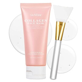 Collagen Overnight Wrapping Peel Off Facial Mask Pack,Collagen Night Wrapping Mask,Hydrates and Tightens Skin,Reduces Sagging,Elasticity & Hydration Care 2.54 fl.oz (with Brush)