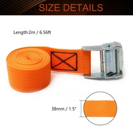 MroMax 1.5'' Width x 6.56ft Length Lashing Straps Polypropylene Cam Buckle Lashing Straps 300Kg Load Cargo Tie Down Truck Strap 38mm x 2M for Moving Cargo Orange Tone 4Pcs