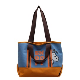 hgTUP Snoopy Tote Bag, Canvas, Tote Bag, Snoopy, Large Capacity, Shoulder Bag, Canvas Tote, Eco Bag, Meeting Bag, For Work, Snoopy, Thick, Zippered, Inside Pocket, Snoopy, blue