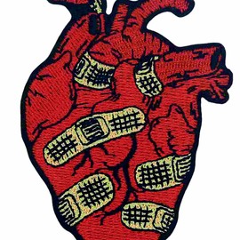 ZEGINs Band Aid Repair Heart Patch Embroidered Applique Badge Iron On Sew On Emblem