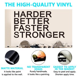 AnFigure Gym Quotes Wall Decals: Inspirational Office Vinyl Art Wall Stickers for Garage Classroom School Workspaces - Harder Better Faster Stronger 28.6"X15"