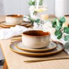 LeRatio Ceramic Dinnerware Sets for 6,Poreclain Plates and Bowls Sets,Handmade