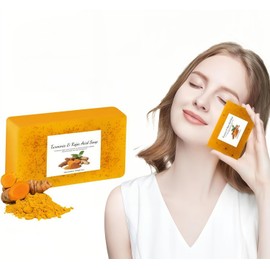 XUANOCHENG Turmeric Kojic Acid Soap Bar, Turmeric & Lemon Oil Kojic Acid Soap, Glowing, Radiant Skin, All Natural Gentle Cleanser for All Skin Types, for Face & Body, Handmad 1