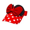D.O.T Mouse Ear Hat Baby Toddler Girls Sun Visor Hat Adjustable Polka Dots Empty Top Baseball Cap with Bow for Kids Ages 1-5 (Red)