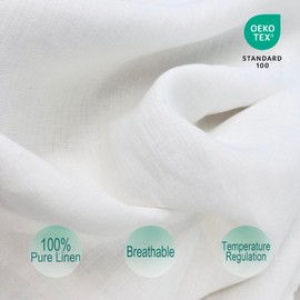 ESASILK Ruffles Linen Pillowcase. Pure Flax Pillow Sham 100% French Linen Ruffled Pillow Cover, Standard, Queen, King Size 1 PCS (Twin, White)