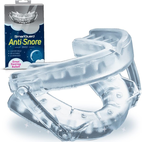 Anti-Snore Device by SmartGuard. New Customizable Snore Reducing Mouthpiece – Reduce Snoring Aid for Men and Women – Most Comfortable and Adjustable Oral Appliance - Holds Jaw Forward to Open Airway