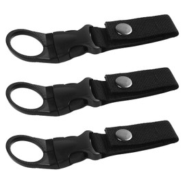 3pcs Outdoor Bottle Holder Belt, Water Bottle Holder Clip, Water Bottle Ring Holder, Key Chain Belt, Nylon Webbing for Tactical Camping Hiking Outdoors (Black)