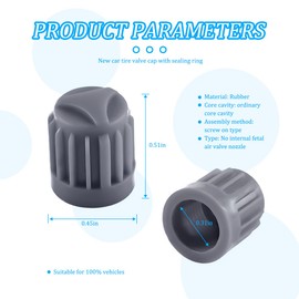 TNAIYH 30PCS TPMS Car Tire Valve Stem Caps, Rubber Dustproof Vehicle Air Dust Stem Covers with O-Ring Rubber Seal, Airtight Auto Tyre Valve Caps, Universal for SUV Truck Motorcycle (Gray)