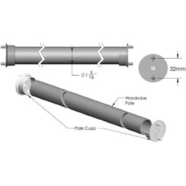 Matte Brass 1 5/16 Inch Diameter Round Wardrobe Closet Rod Tube with Two End Caps and Installation Screws, Gauge 14 Thickness for Clothes Hanging (30 INCH)