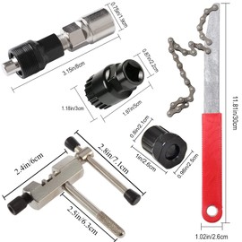 All-Pie Bicycle Cassette Removal Tool Set, Chain Whip Bicycle Repair Tool, Chain Remover/Bracket Remover/Freewheel Remover/Crank Puller Remover