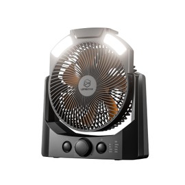 Camping Fan with LED Lantern, 8 Inch D-Cell Battery Operated Desk Fan with Timer, High Velocity Stepless Speed Control, Quiet,SOS Light, 180° Rotation USB Fan for Outdoor, Hurricane, Emergency
