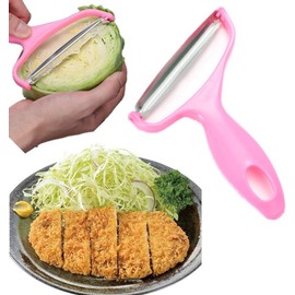MOANLMY egetable,Potato,Fruit peeler cabbage cutting machine shredded kitchen stainless steel peeling knife gadget shredded cabbage Coleslaw, a must-have tool for western restaurants(Pink)