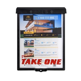 Outdoor Real Estate Brochure Box with Snap Shut Lid, Take One Document Holder Holds 100+ 8.5x11 Documents, Flyers, Literature and Other Outdoor Marketing Needs