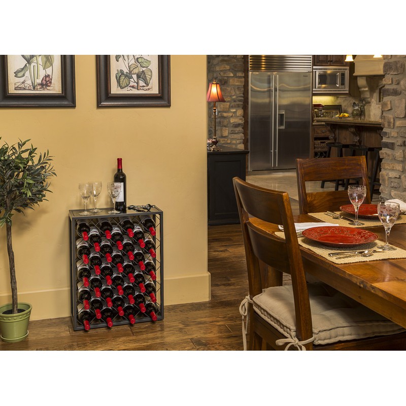 Mango Steam 32 Bottle Wine Rack with Black Glass Top