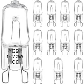G9 Halogen Bulb 40W 120V 2700K Warm White Dimmable 480LM, T4 JCD Type 2 Pin Base G9 Halogen for Oven Bulbs, Chandelier Range Hood Bathroom Under Cabinet Lights, 12 Pack