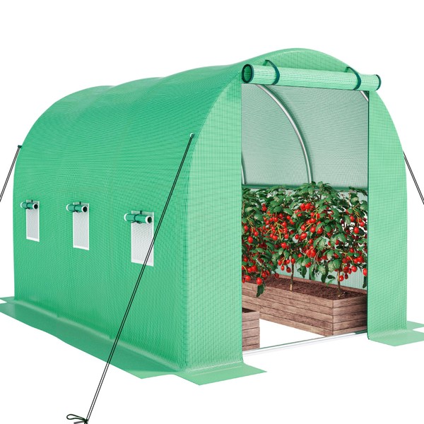 YITAHOME10'x7'x7' Greenhouses Large Walk-in Green House Heavy Duty Tunnel Green Houses Outdoor Portable Plant Gardening Upgraded Galvanized Steel Frame Zipper Doors 5 Crossbars Garden